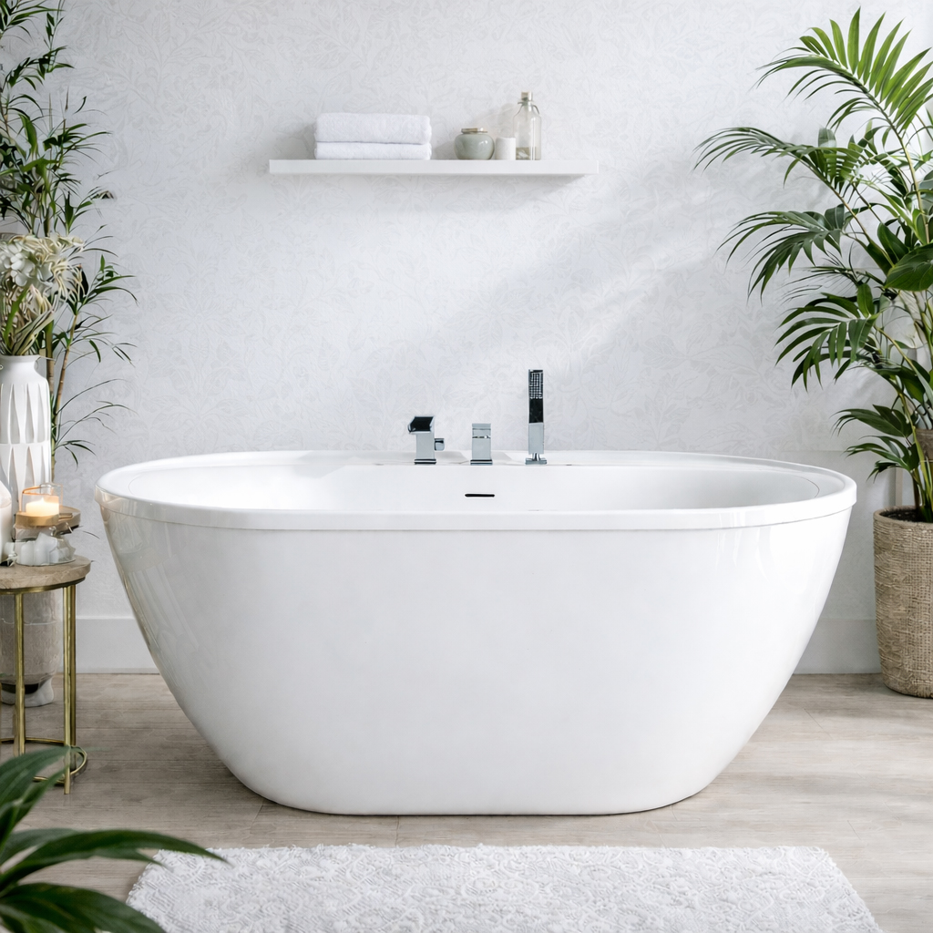 Jackson Acrylic Double Ended Freestanding Tub and Faucet Package