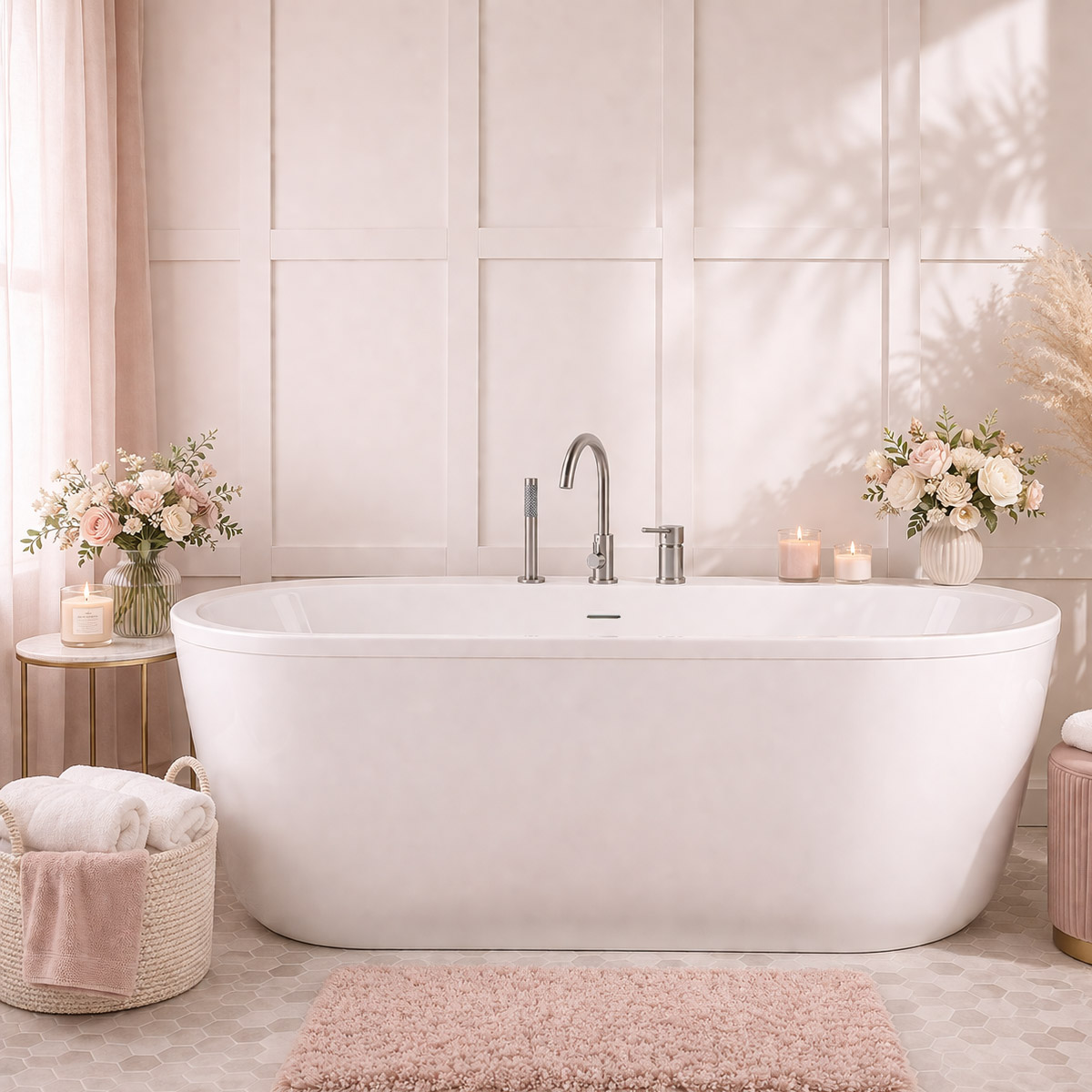 Luca Acrylic Double Ended Freestanding Tub and Faucet Package