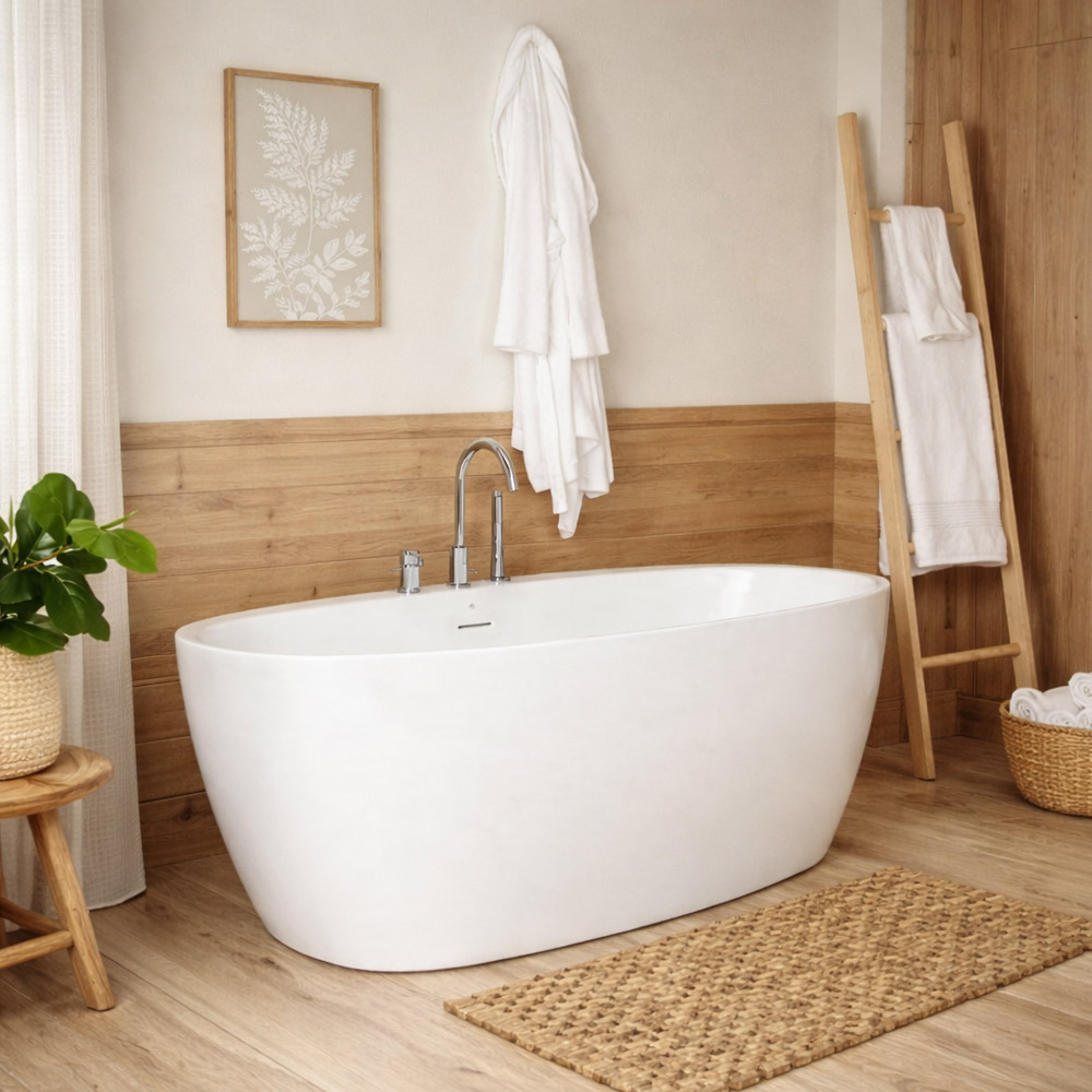 Medway Acrylic Double Ended Freestanding Bathtub and Faucet Package