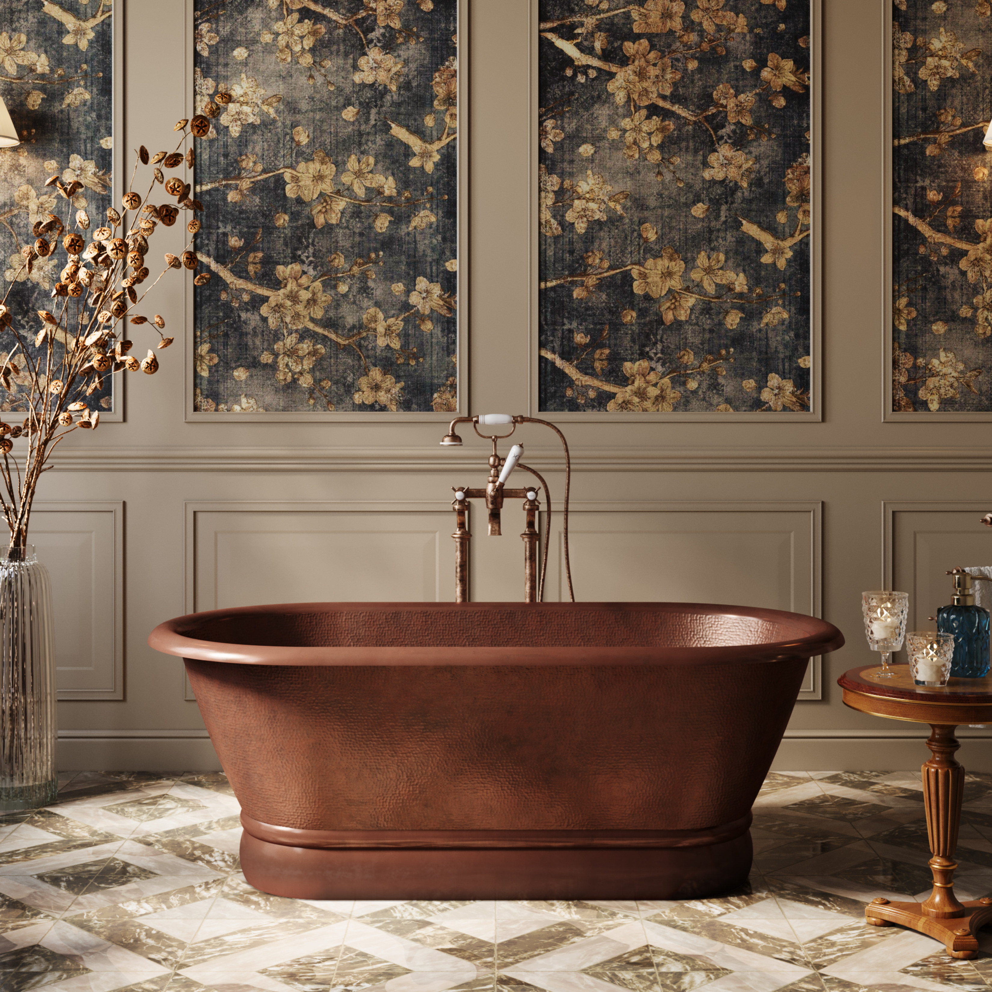 Cali Copper Freestanding Double Ended Bathtub - Medium Copper