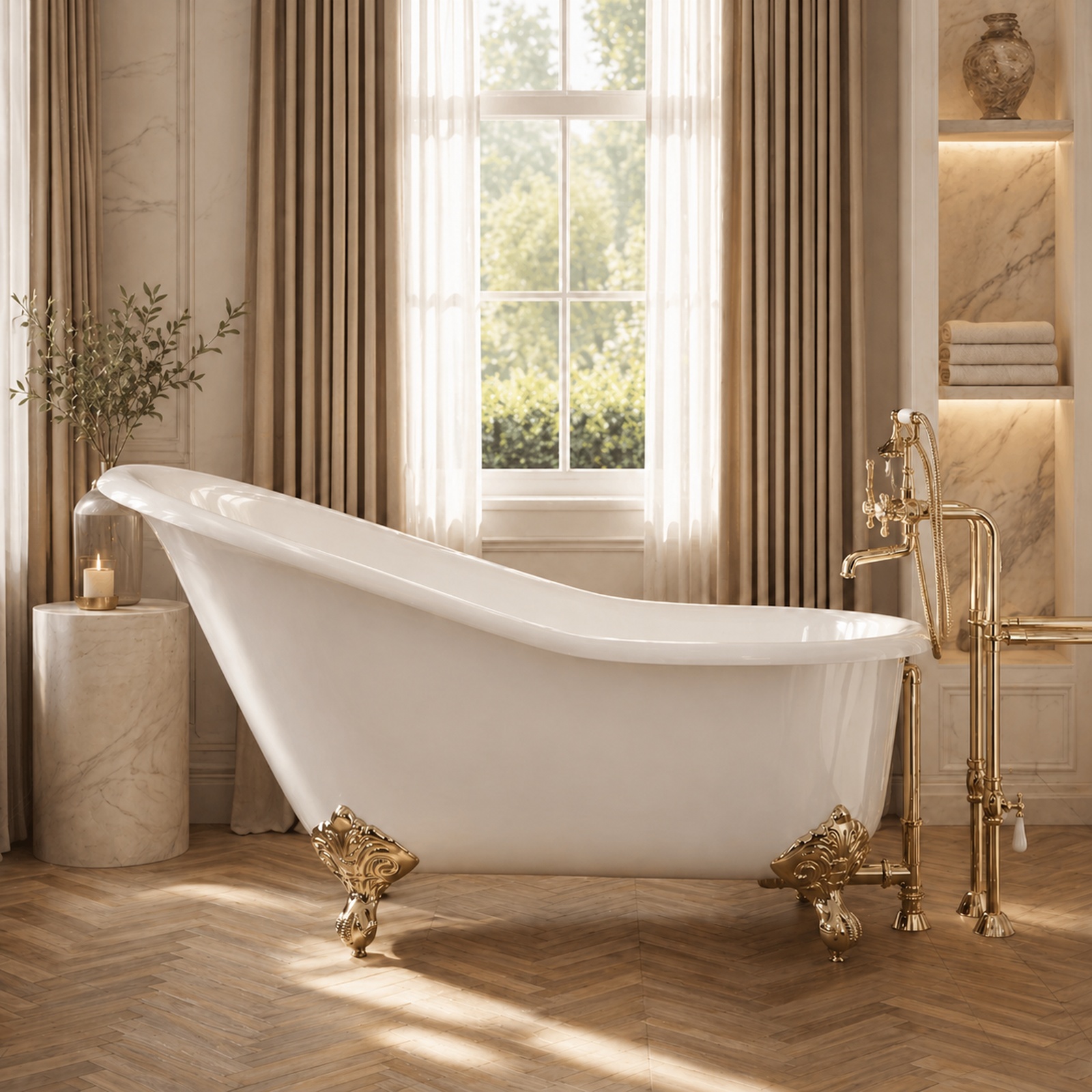 Finn Cast Iron Slipper Clawfoot Bathtub - No Faucet Drillings