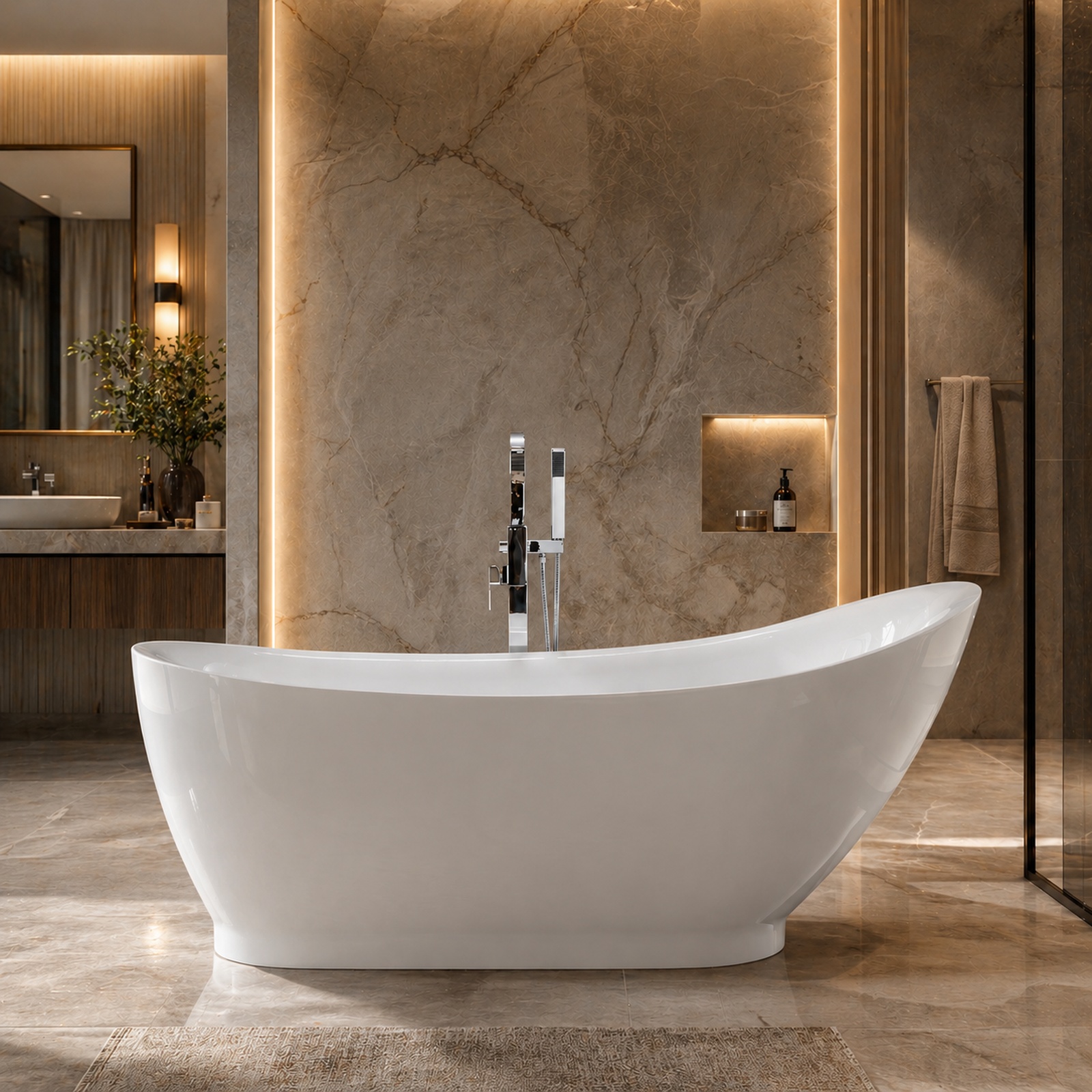Nordland 71 Inch Acrylic Slipper Freestanding Bathtub – No Faucet Drillings