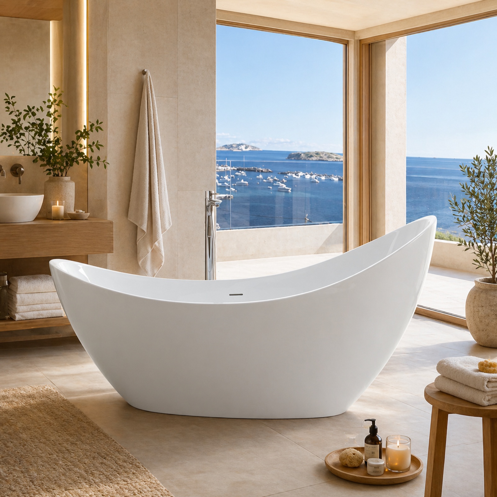 Nerida 73 Inch Acrylic Double Slipper Tub | Maidstone Supply
