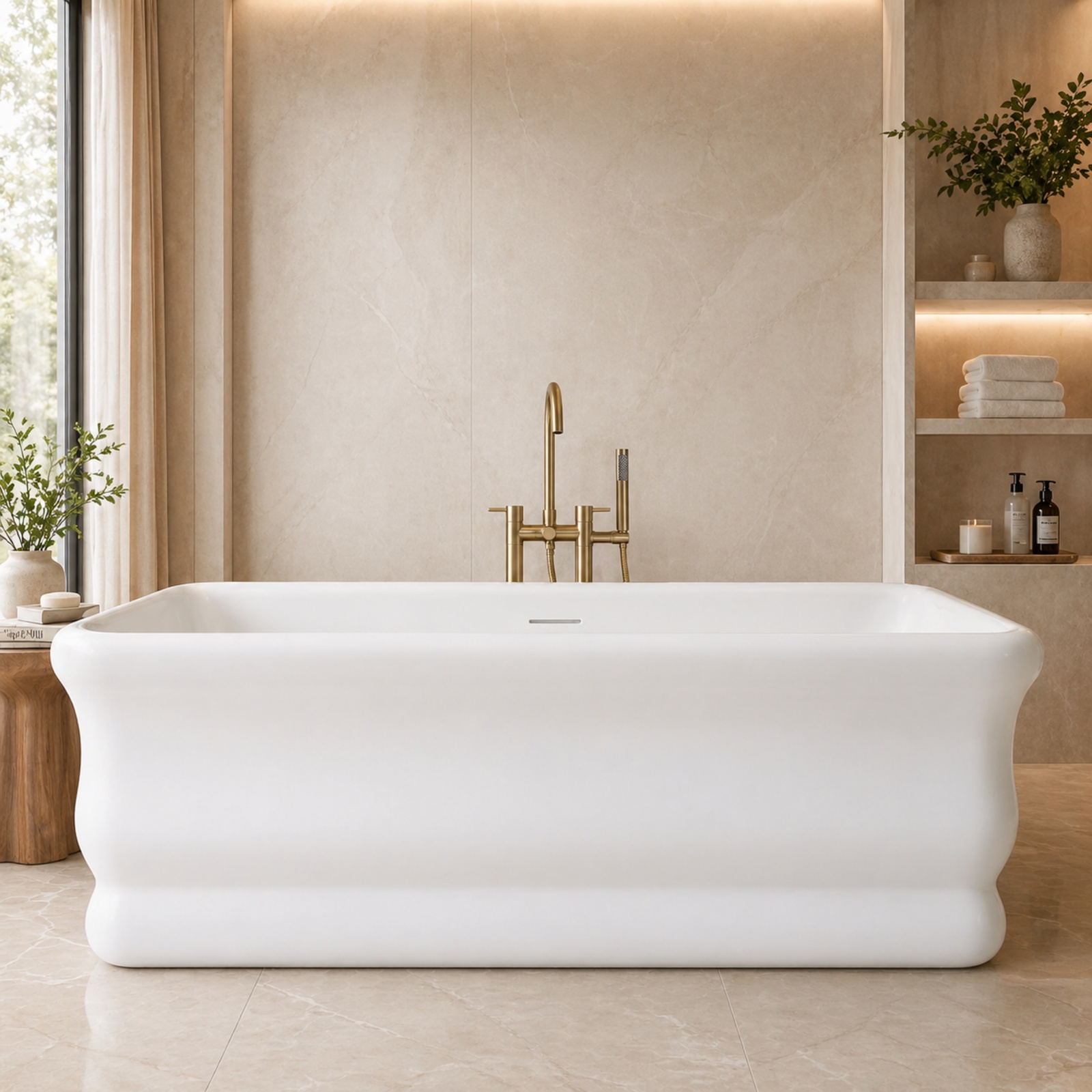 Kent 67 Inch Acrylic Double Ended Freestanding Tub - No Faucet Drillings - Matte White