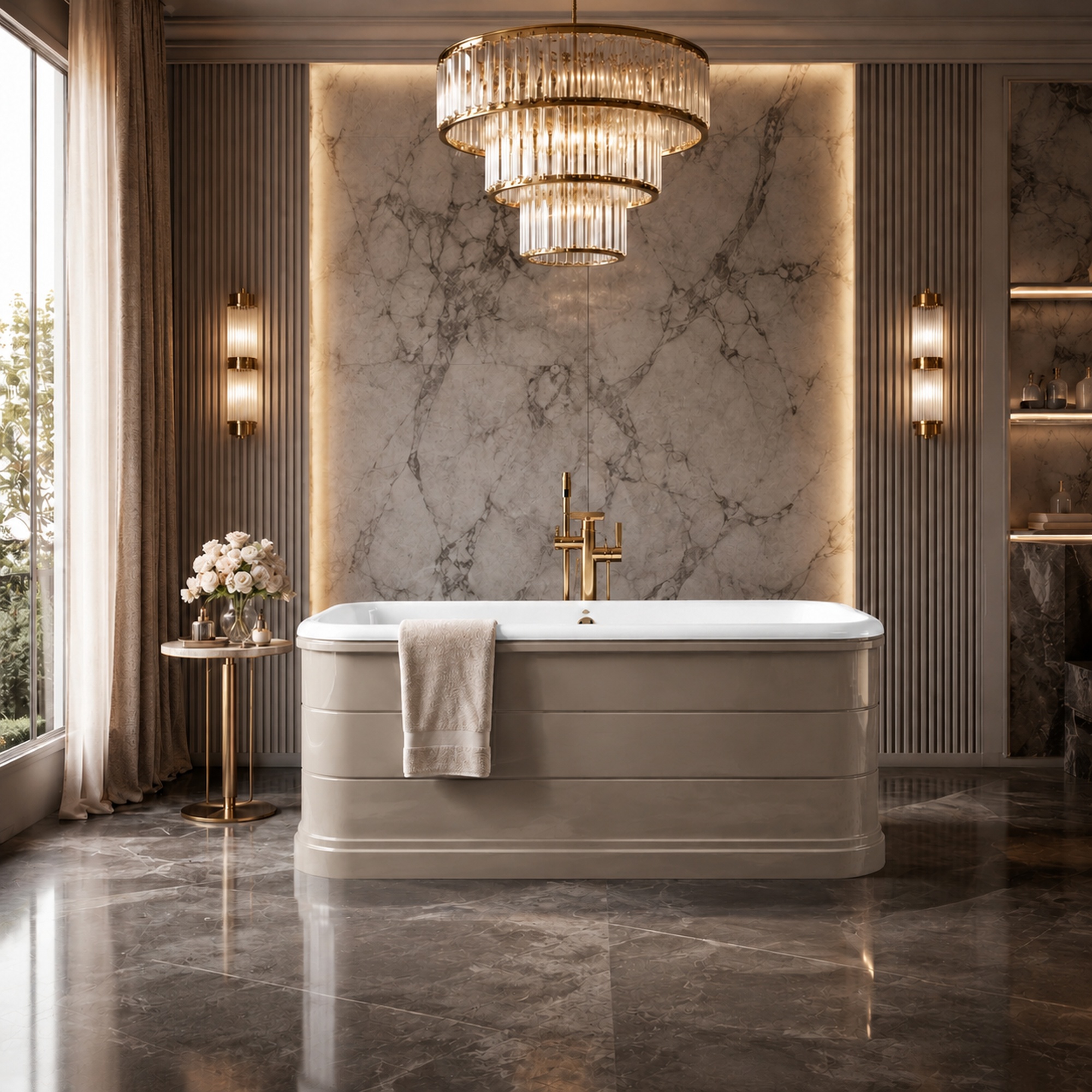 67-Inch White Cast Iron Double Ended Skirted Tub | DXV