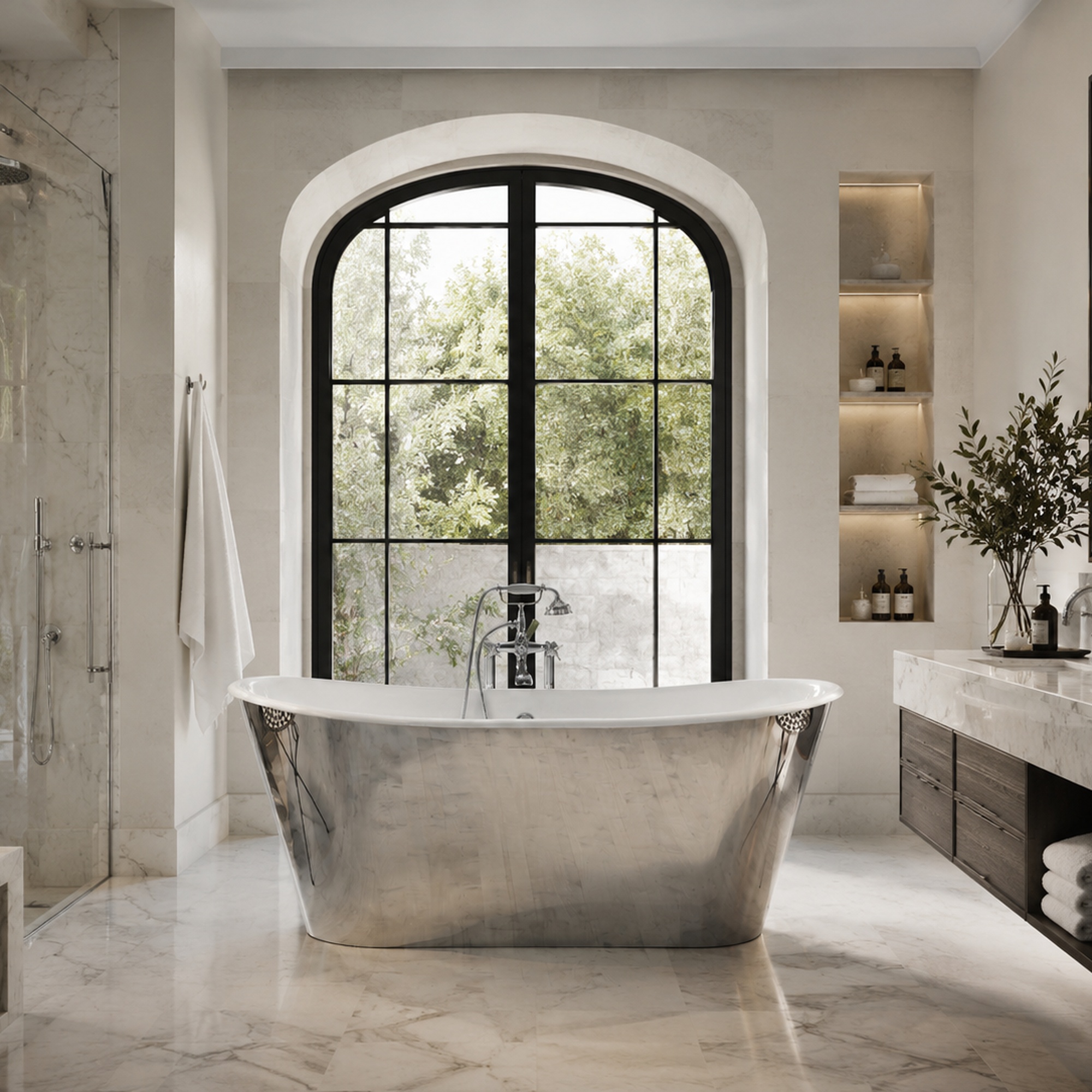 Ivera 67-Inch Cast Iron Double Ended Tub with Mirror Skirt | DXV