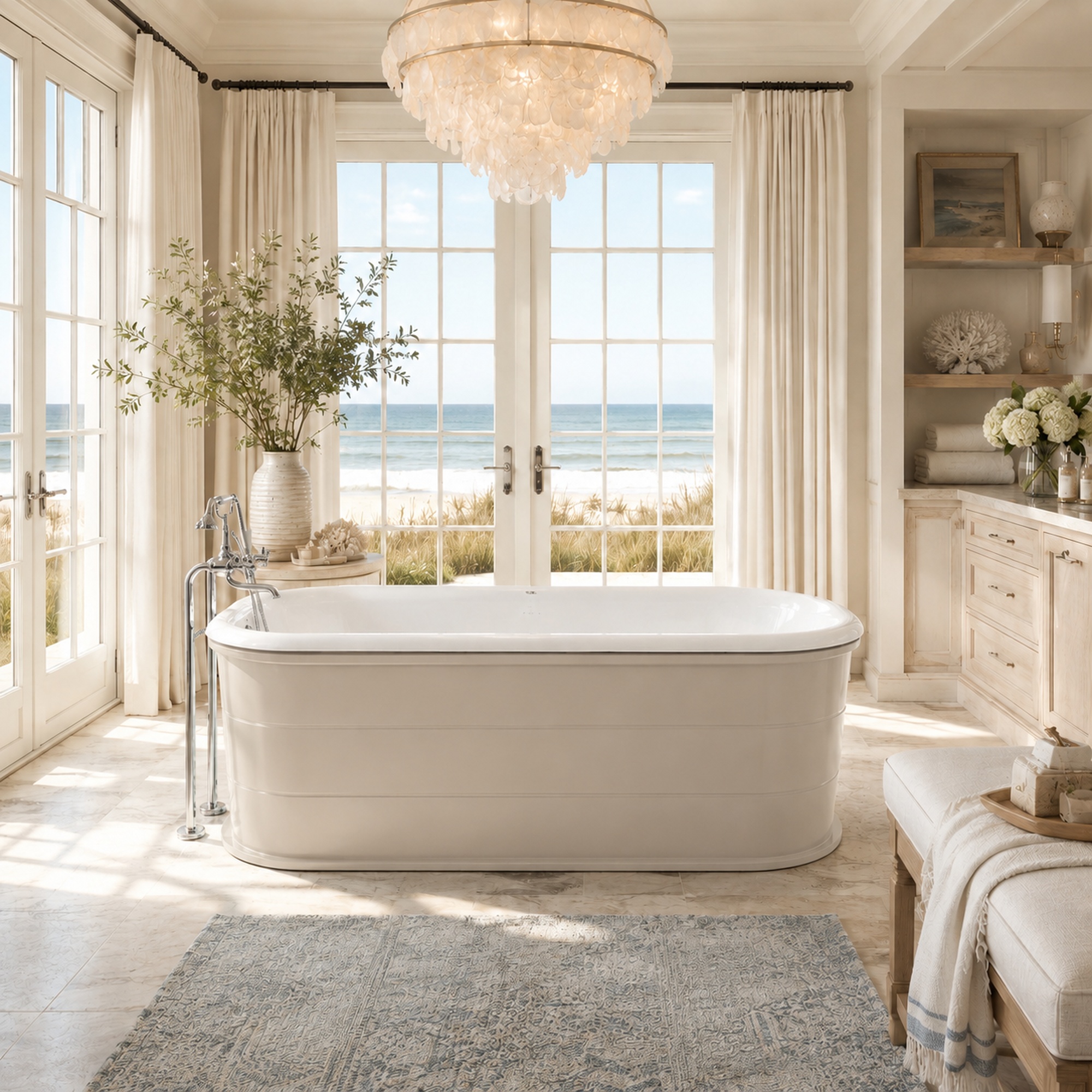 67-Inch White Cast Iron Roll Top Skirted Tub | DXV