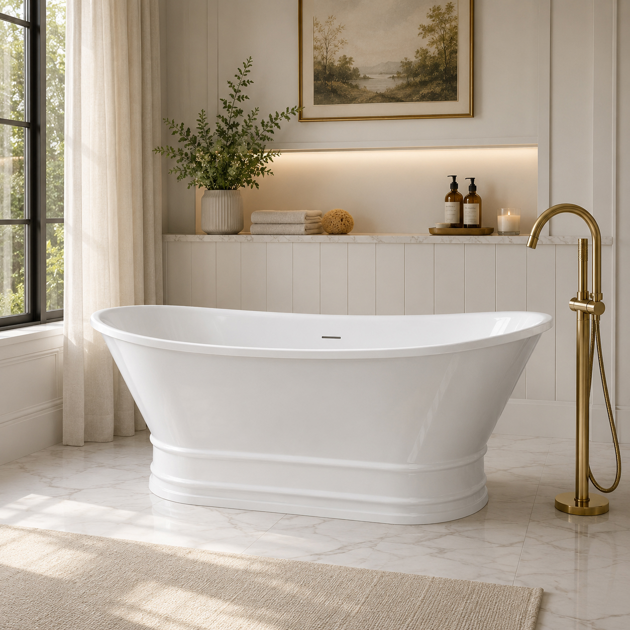 Lenix 69-In Acrylic Double Slipper Soaking Tub