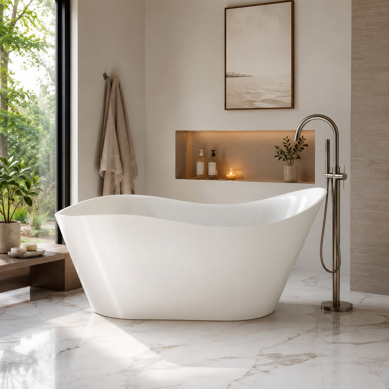 Gianna II 65-In Acrylic Freestanding Contemporary Tub