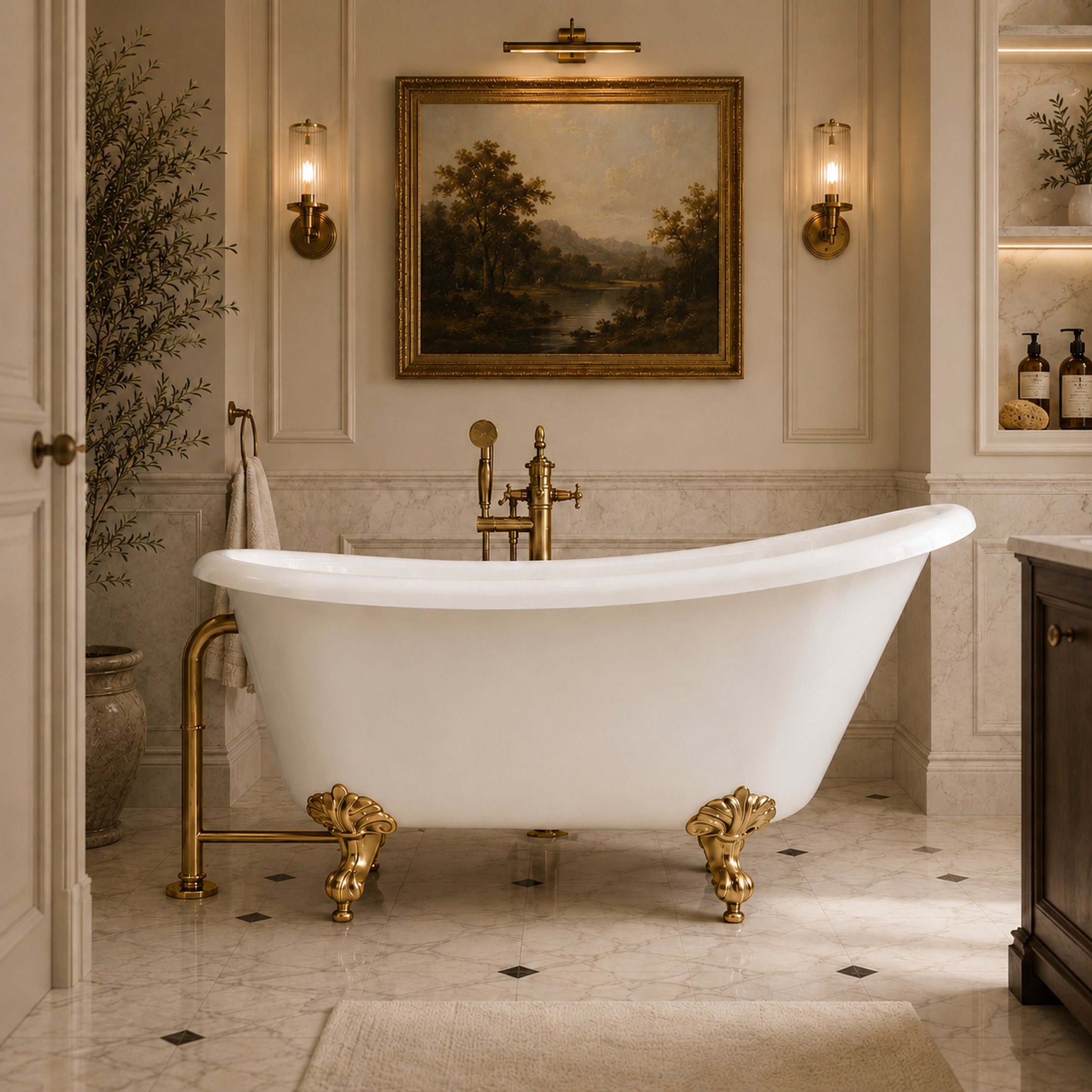 Hawke II Acrylic Slipper Clawfoot Tub - Imperial Ball and Claw Feet