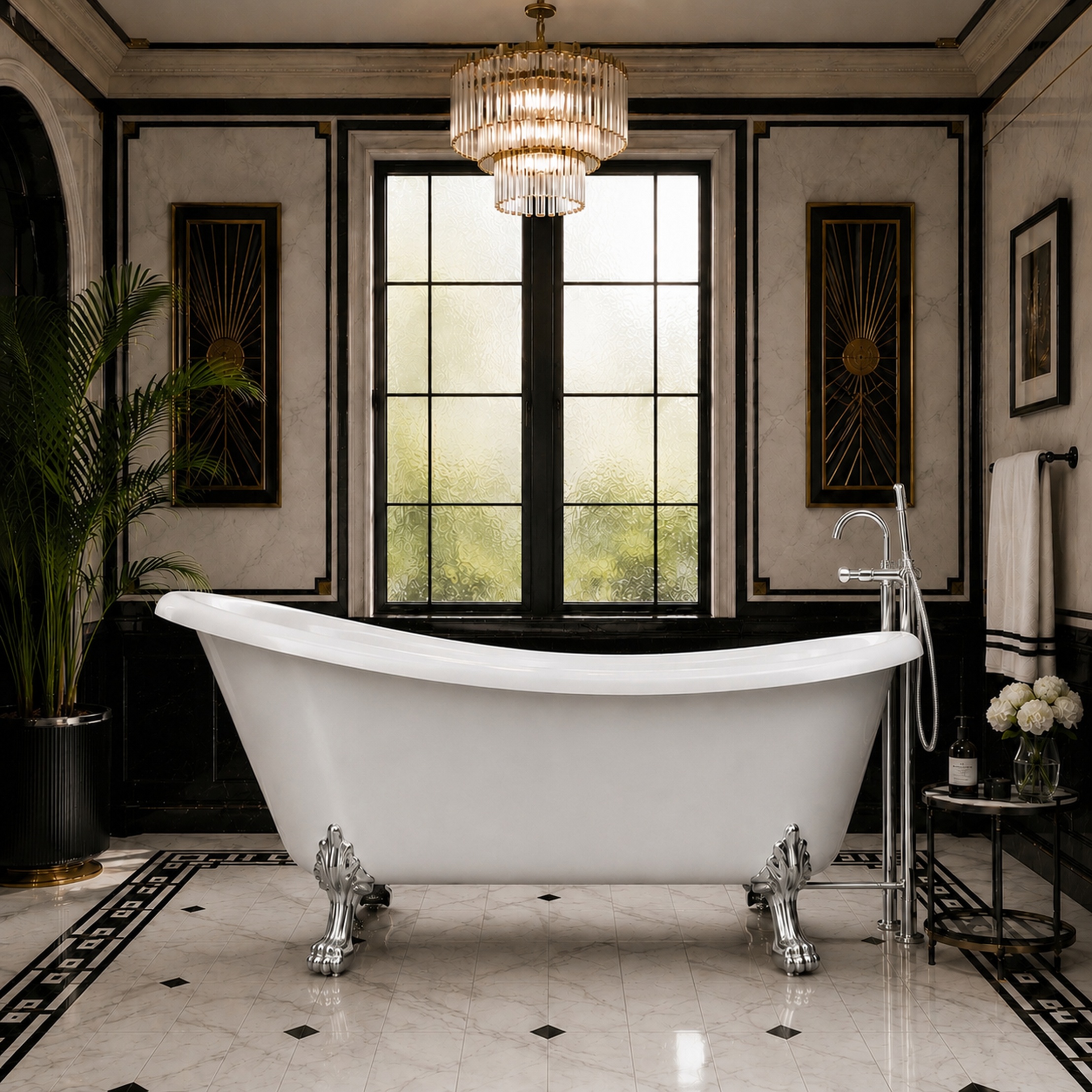 Hawke II Acrylic Slipper Clawfoot Tub - Lions Paw Feet