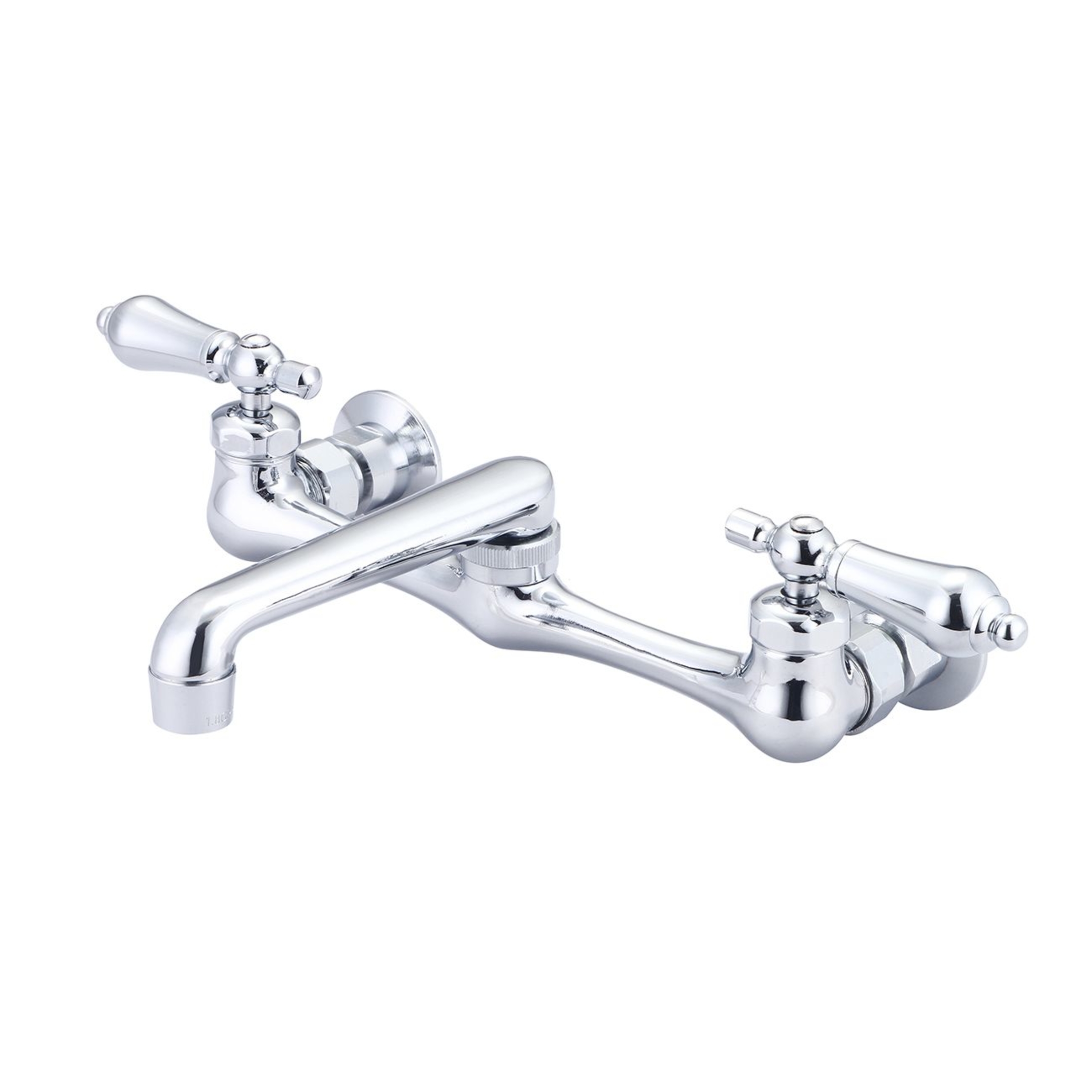Wall Mount Utility Sink Faucet with Swivel Spout and Metal Lever Handles
