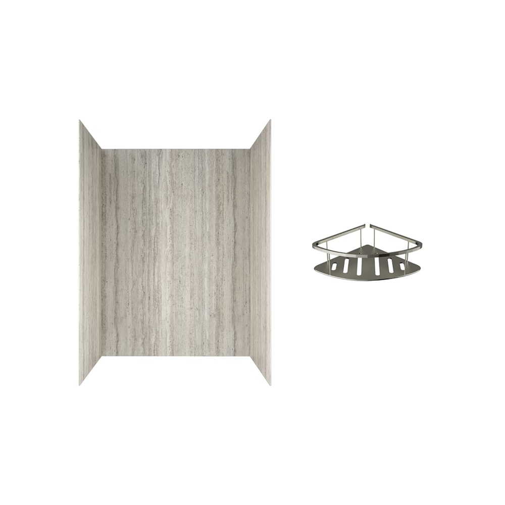 Passage Corner Shower Shelf 9 x 9 x 3.5 in Brushed Metal finish
