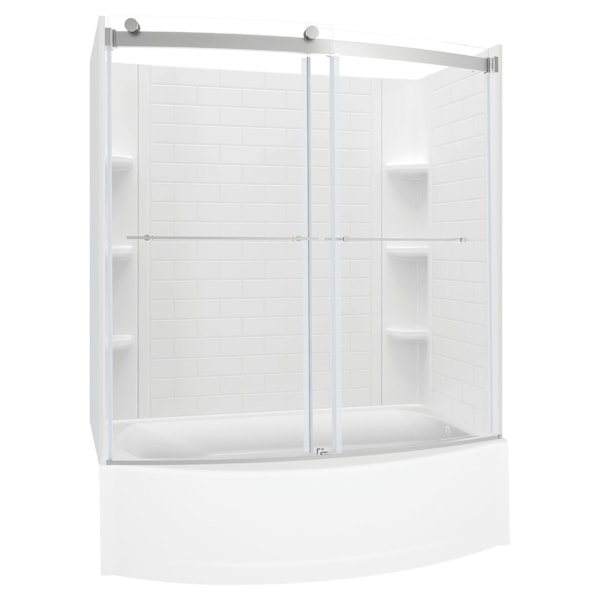 Elevate 60 In. x 60 In. Curved Barn-Style Tub Door