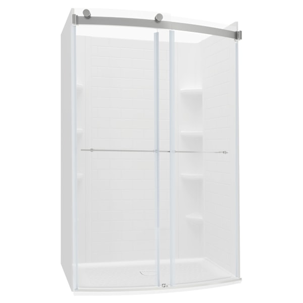 Elevate Frameless 48x72-inch Top-Roller Curved Sliding Shower Door