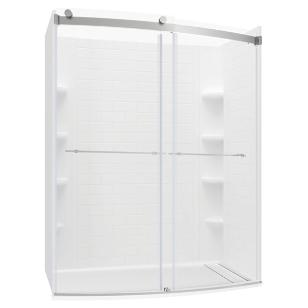 Elevate Frameless 60x72-inch Top-Roller Curved Sliding Shower Door