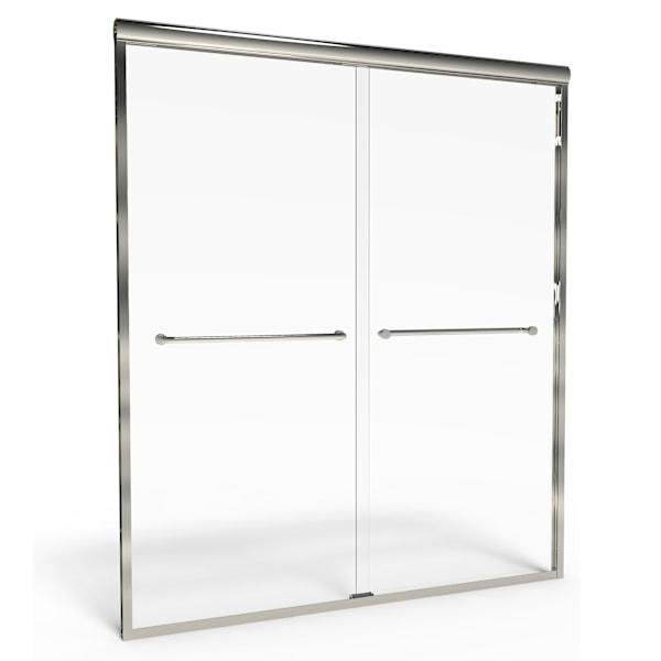 Euro 60 x 70-Inch Height Semi-Frameless Sliding Shower Door with Clear Glass