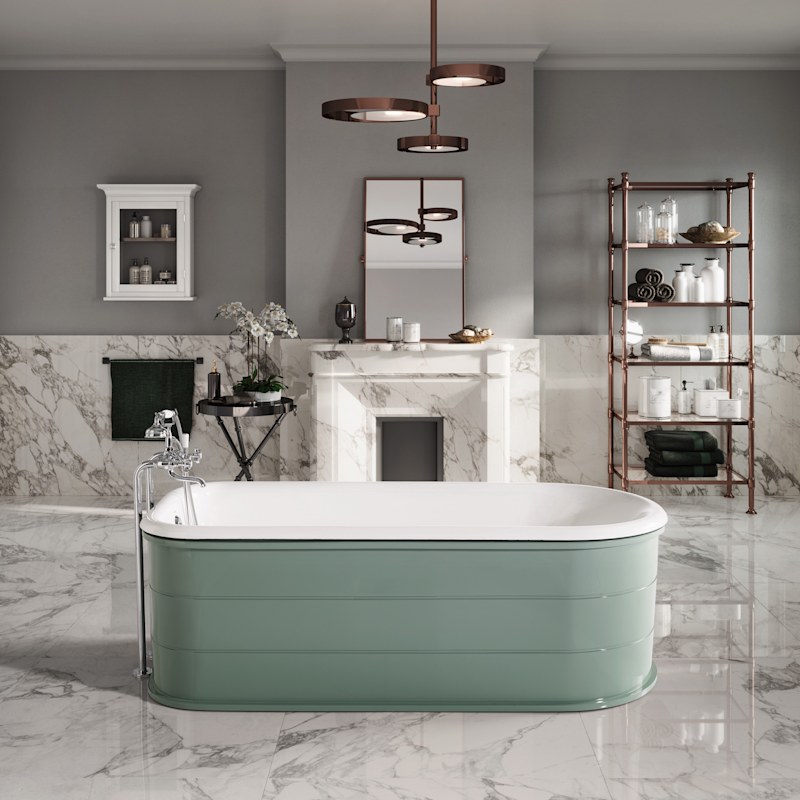 67-Inch White Cast Iron Roll Top Skirted Tub | DXV