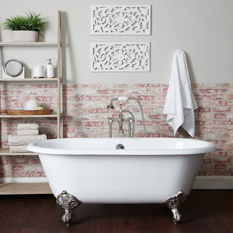 Paloma Cast Iron Double Ended Clawfoot Bathtub - No Faucet Drillings