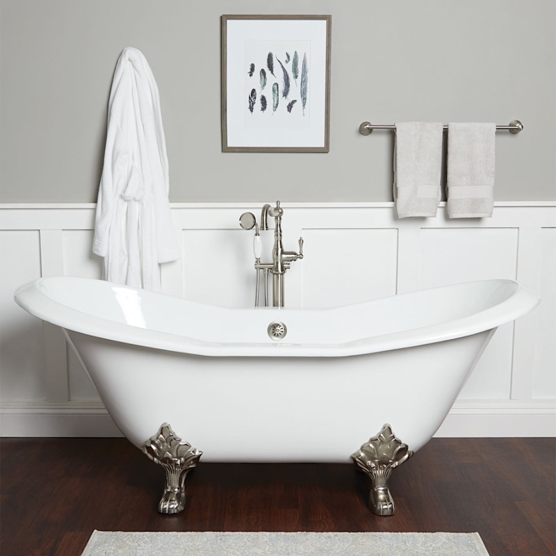 Ravelle Cast Iron Double Slipper Bathtub – No Faucet Drillings
