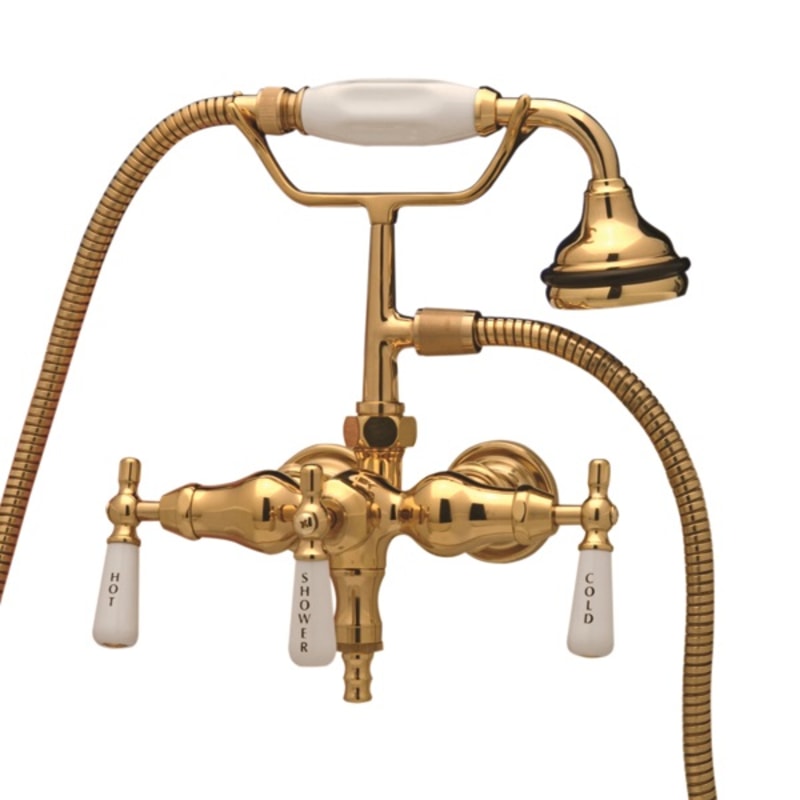 Bathroom Wall Mount Down Spout Clawfoot Tub Faucet with Handshower
