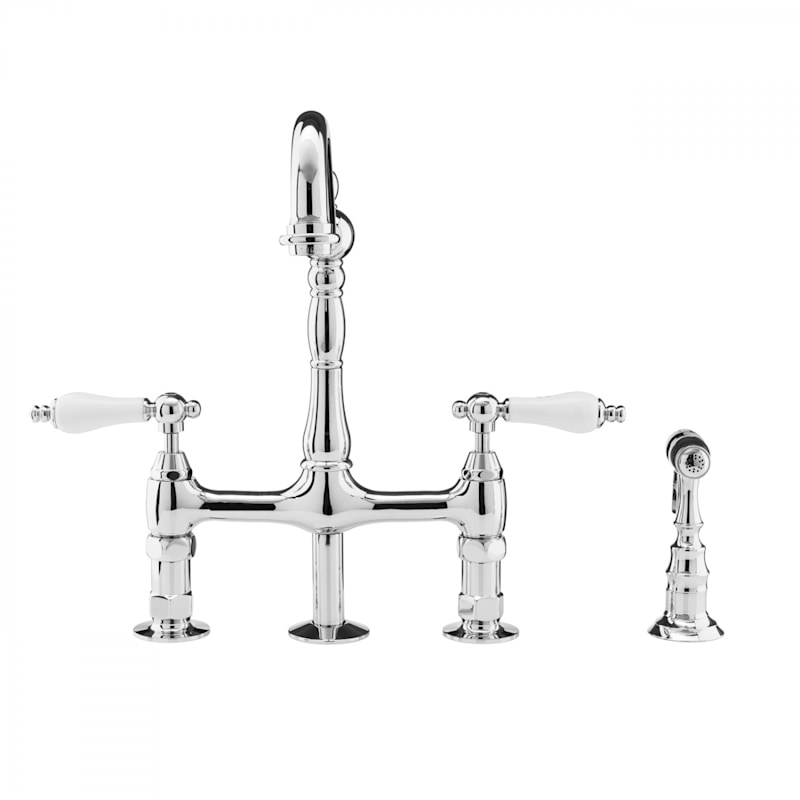 Adriana Bridge Kitchen Faucet - Porcelain Lever Handles