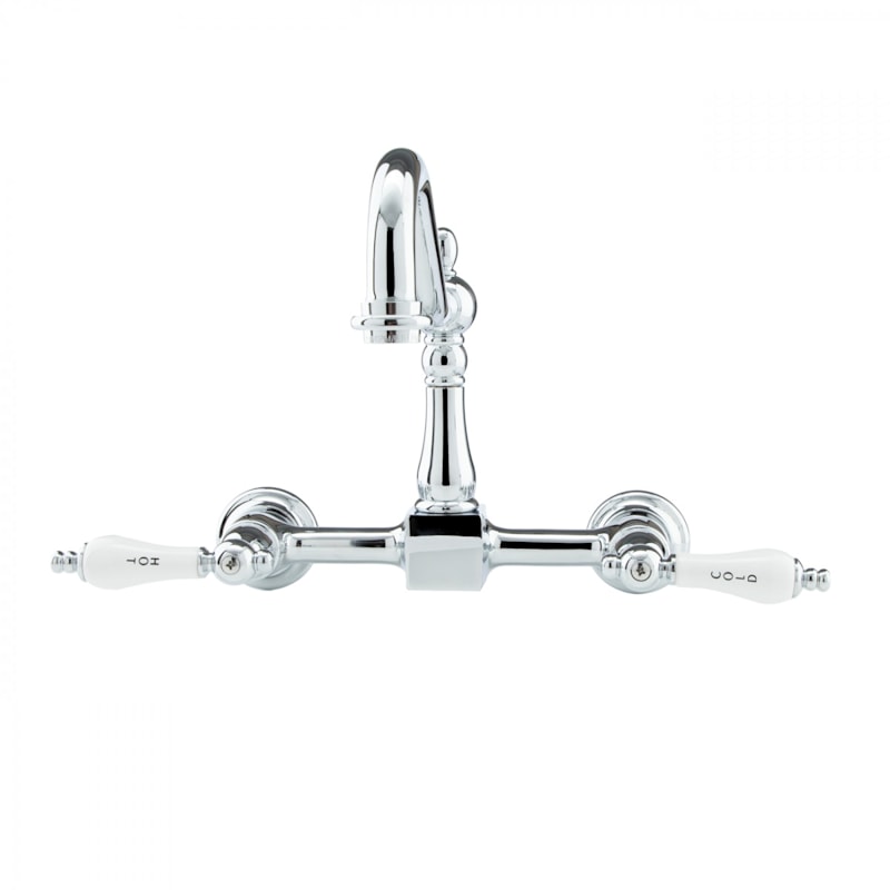 Peyton Wall Mount Kitchen Faucet - Porcelain Lever Handles