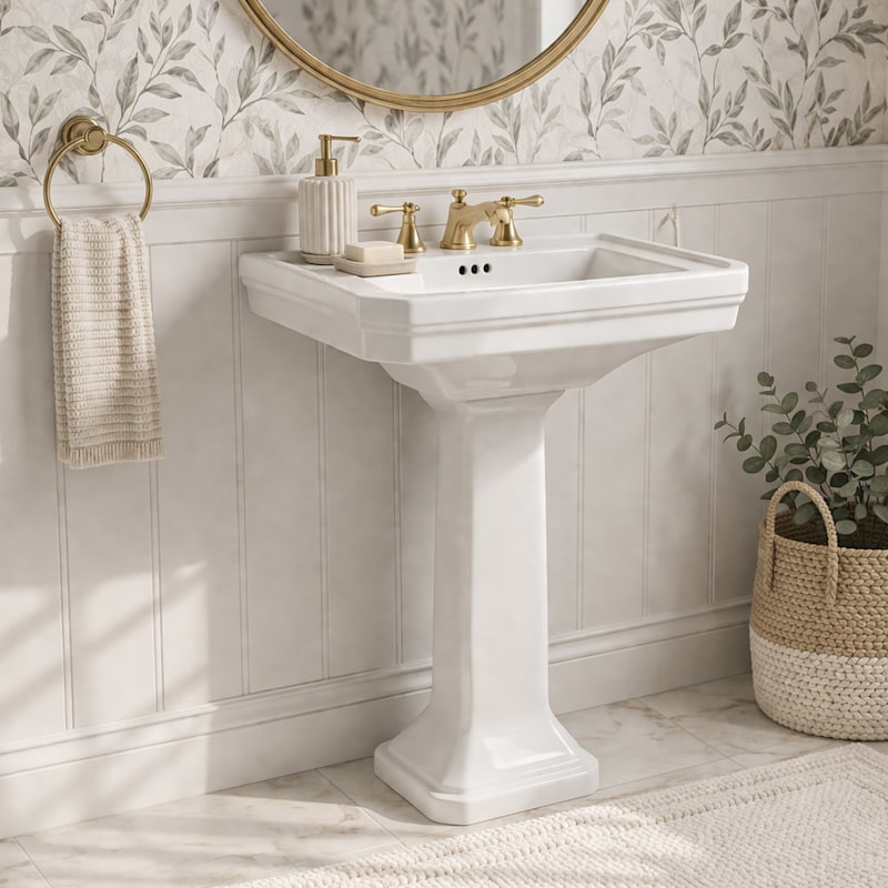 26 Inch Porcelain Pedestal Bathroom Sink