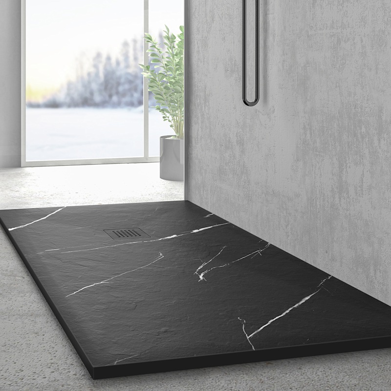 Black Marble Stone Shower Pan