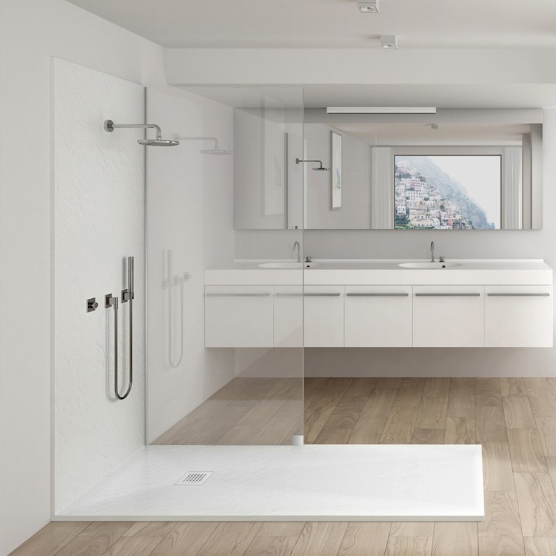 White Slate Stone Shower Pan
