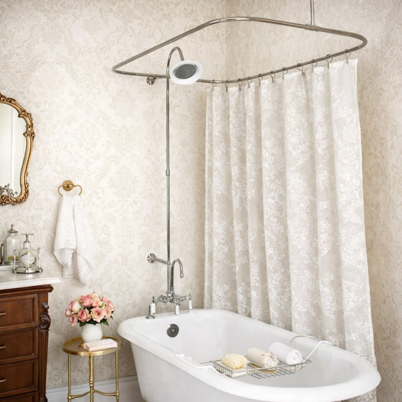 Tub Wall Mount Shower Kit with Gooseneck Faucet