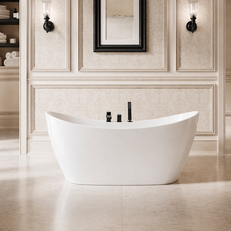 Wexler Acrylic Double Ended Freestanding Tub and Faucet Package
