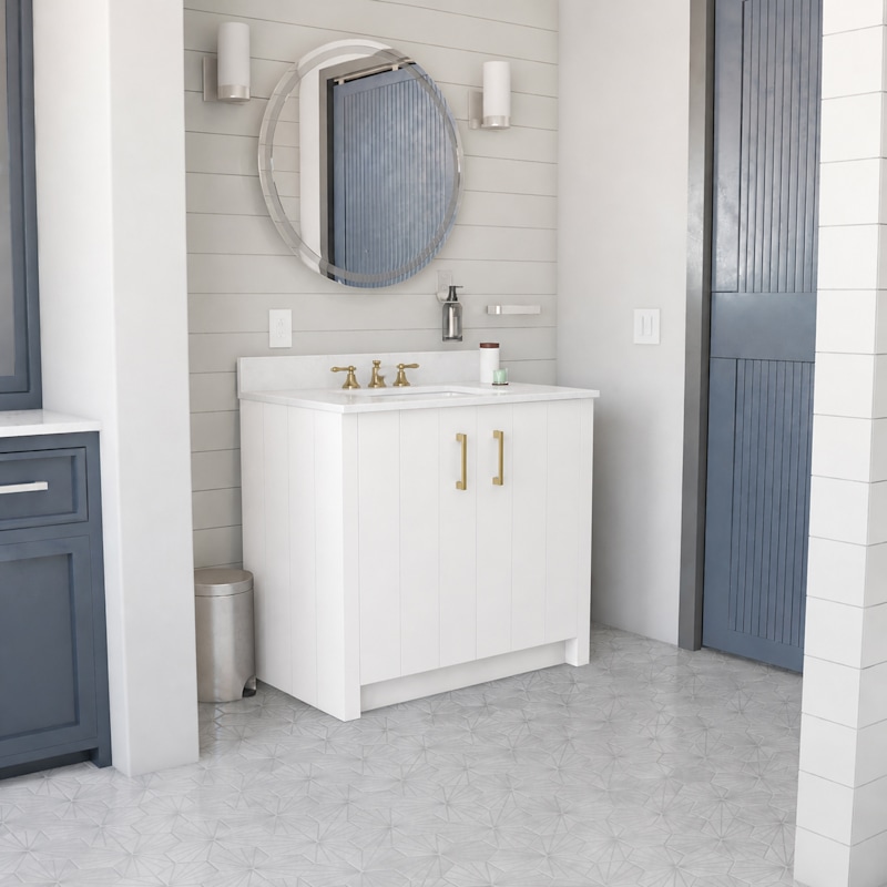 Wexler 36 Inch Solid Oak Bathroom Vanity with Undermount Sink