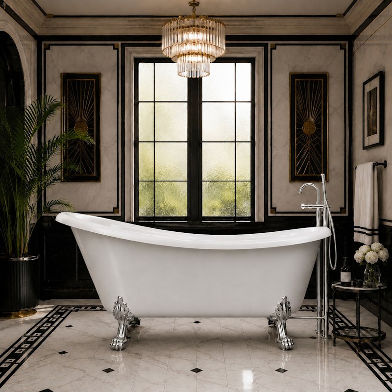 Hawke II Acrylic Slipper Clawfoot Tub - Lions Paw Feet