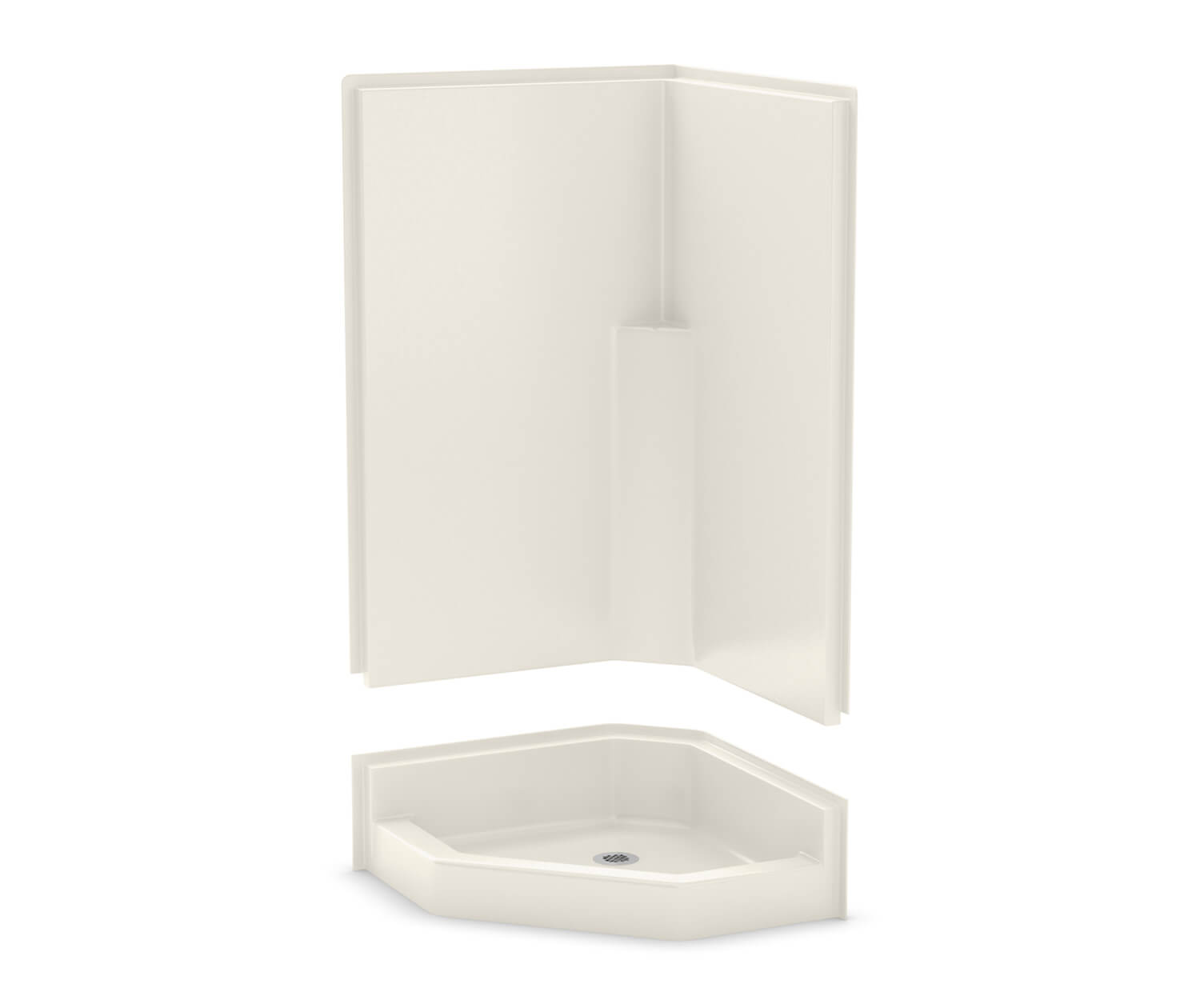 KD-NAS AcrylX Corner Center Drain Two-Piece Shower in Sterling 