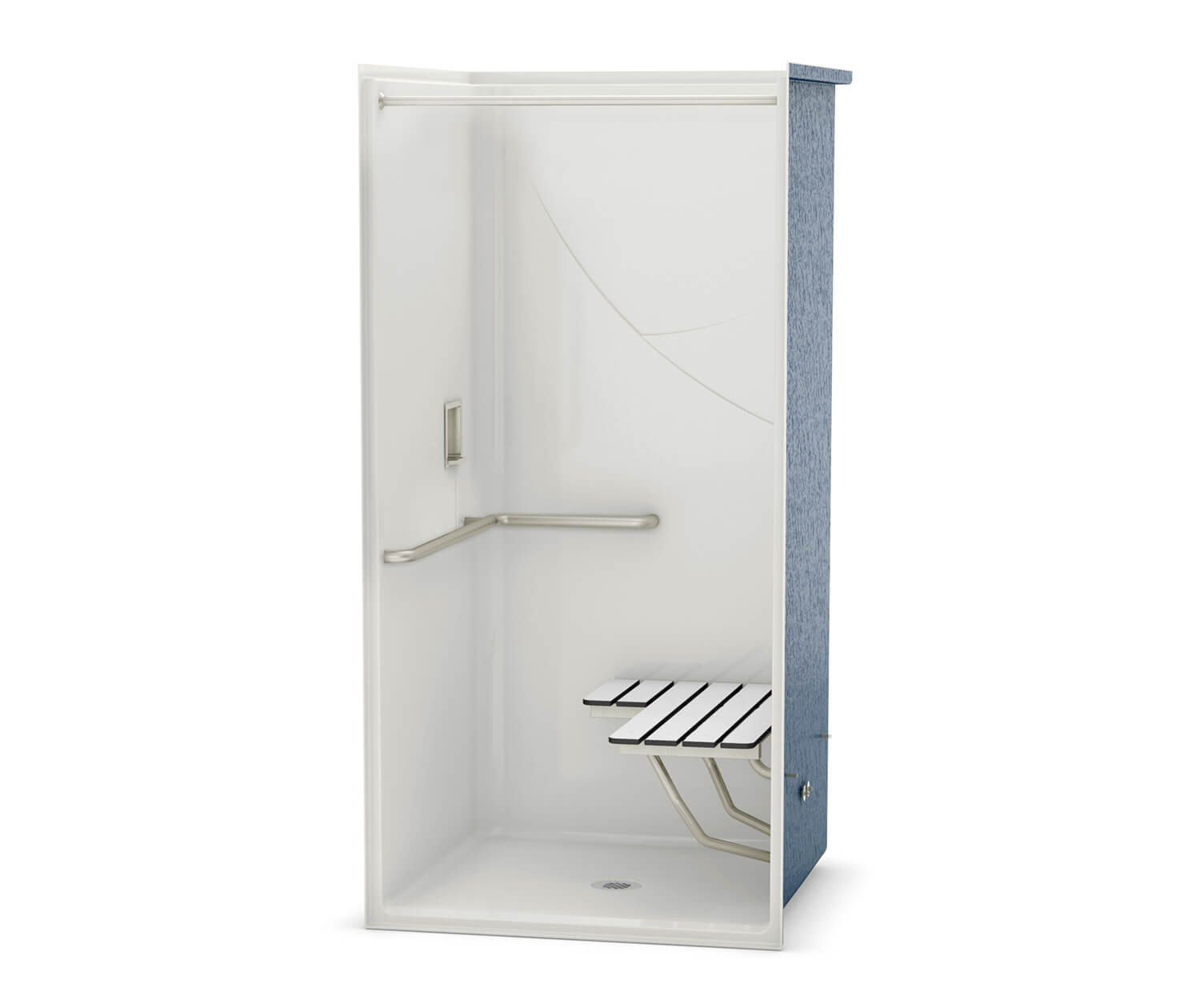 OPS-3636 AcrylX Alcove Center Drain One-Piece Shower in White - L 