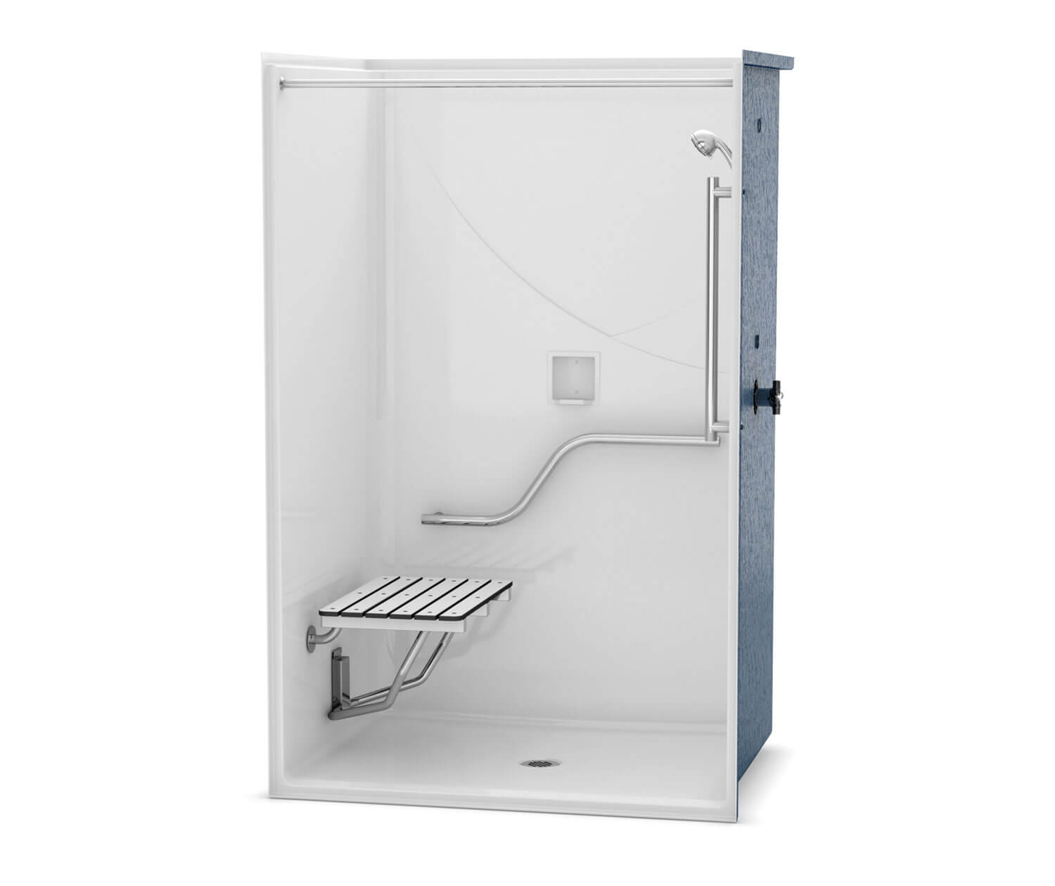 OPS-4836G AcrylX Alcove Center Drain One-Piece Shower in White 