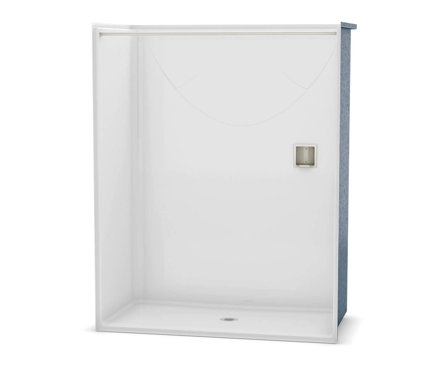 OPS-6030 AcrylX Alcove Center Drain One-Piece Shower in White 