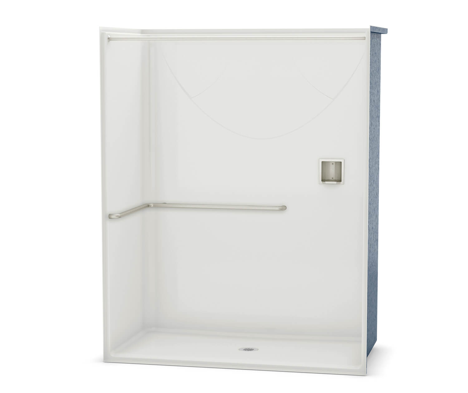 OPS-6030 AcrylX Alcove Center Drain One-Piece Shower in White 