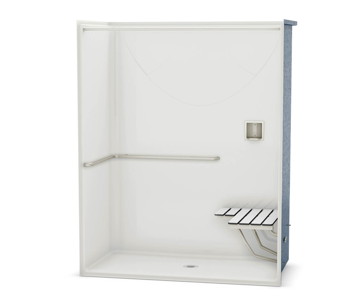 OPS-6030 AcrylX Alcove Center Drain One-Piece Shower in White 