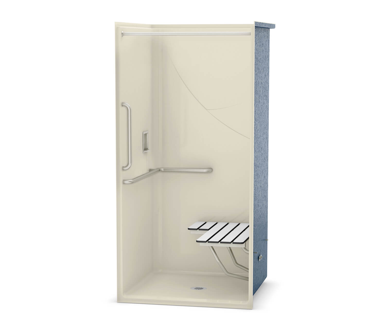 OPS3636RS AcrylX Alcove Center Drain OnePiece Shower in Bone L
