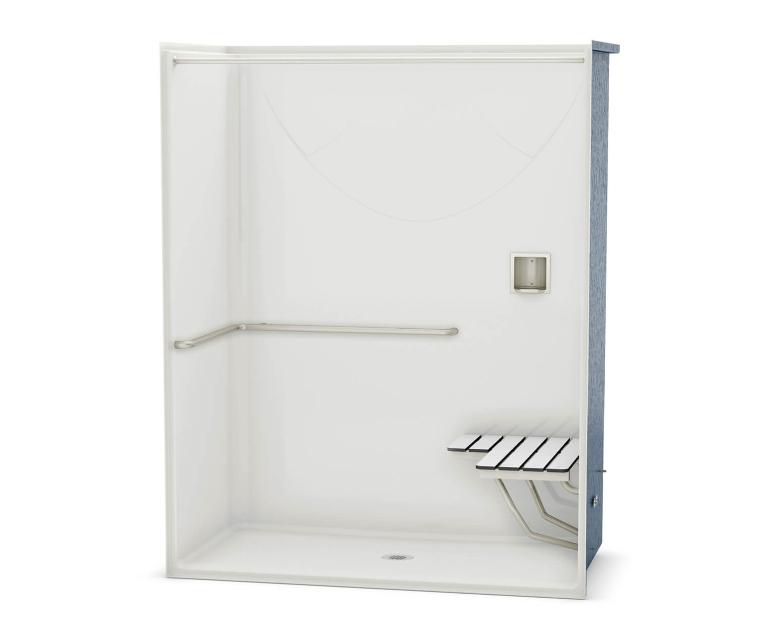 OPS-6030-RS AcrylX Alcove Center Drain One-Piece Shower in White 