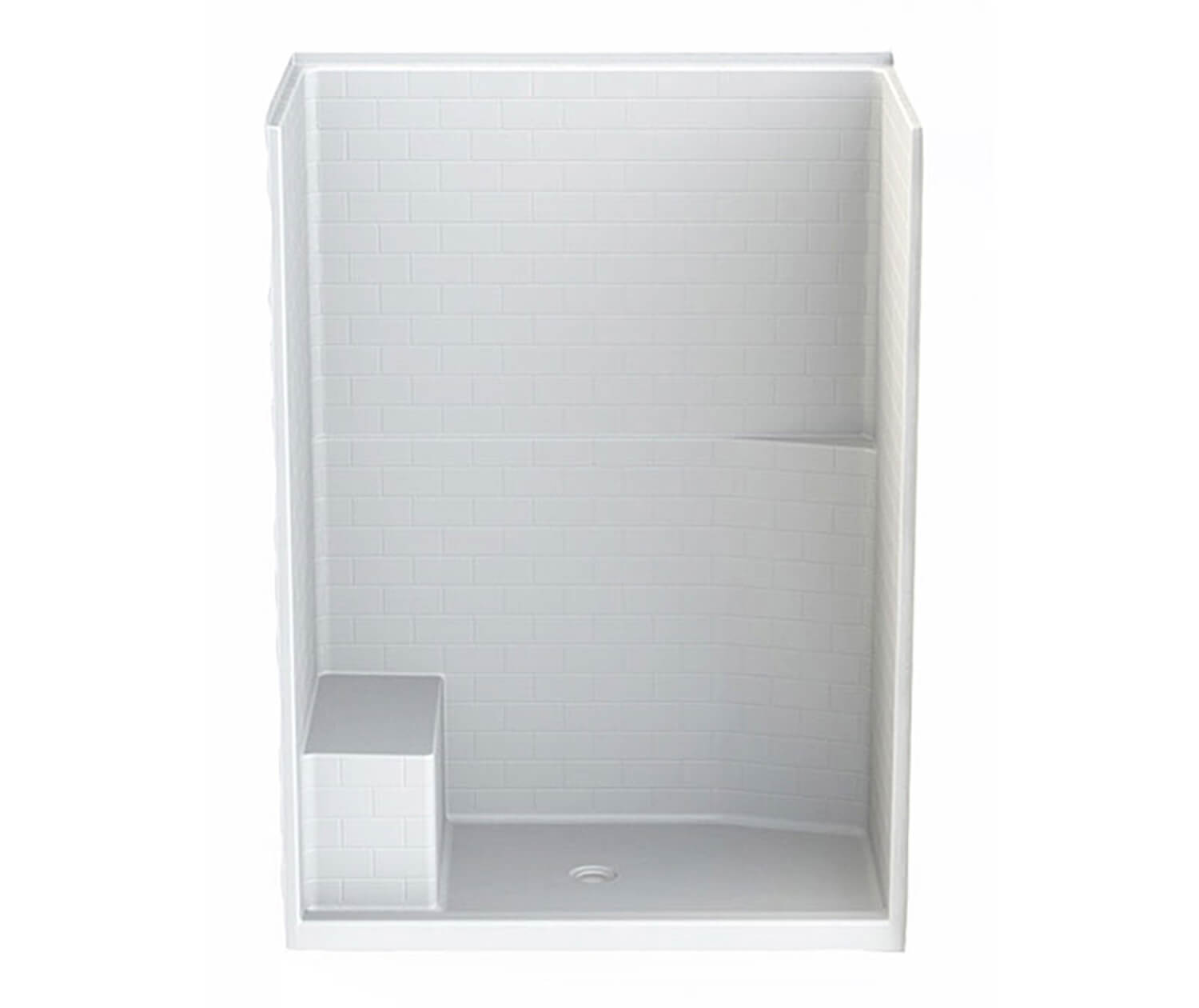 16034STTS AcrylX Alcove Center Drain One-Piece Shower in White 