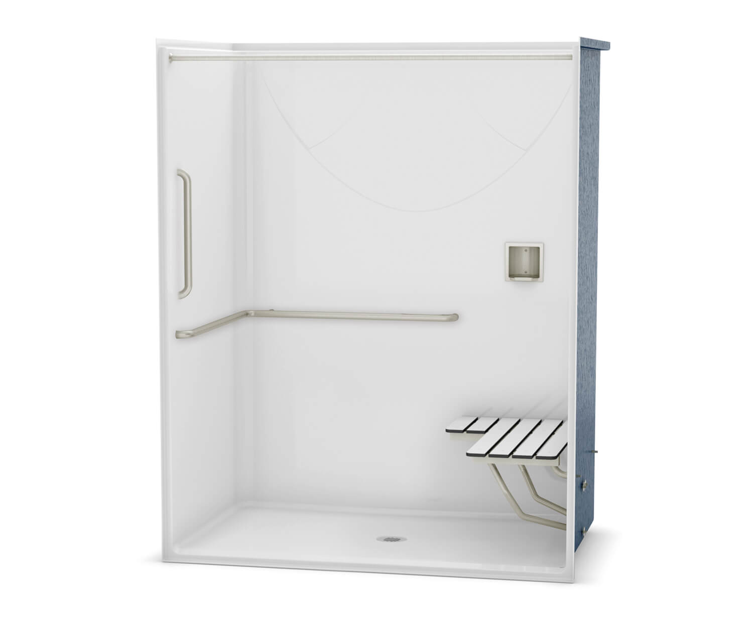 OPS-6036-RS AcrylX Alcove Center Drain One-Piece Shower in White 