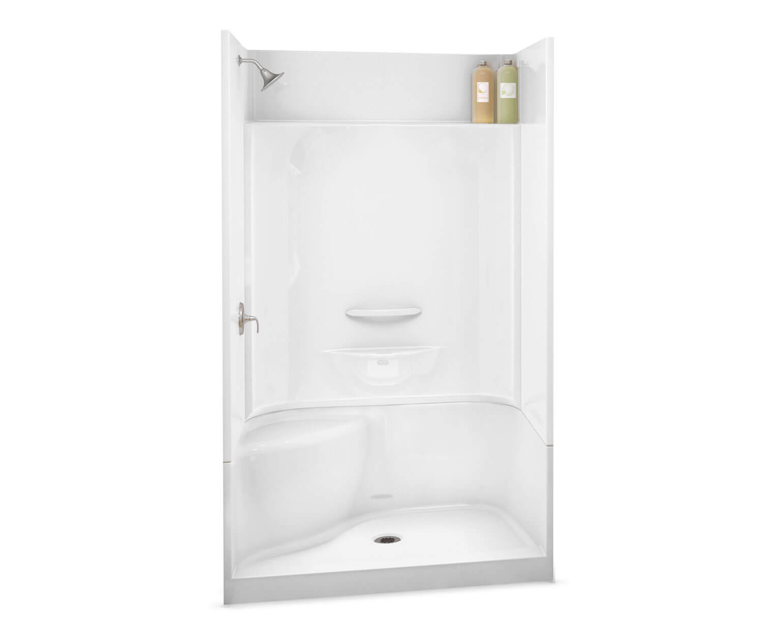 KDS 3448 AcrylX Alcove Center Drain Four-Piece Shower in White 