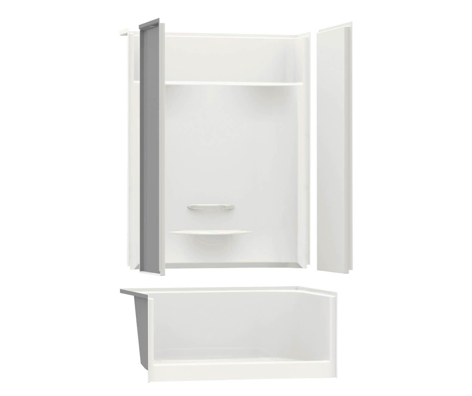 KDS 3448 AFR AcrylX Alcove Center Drain Four-Piece Shower in White