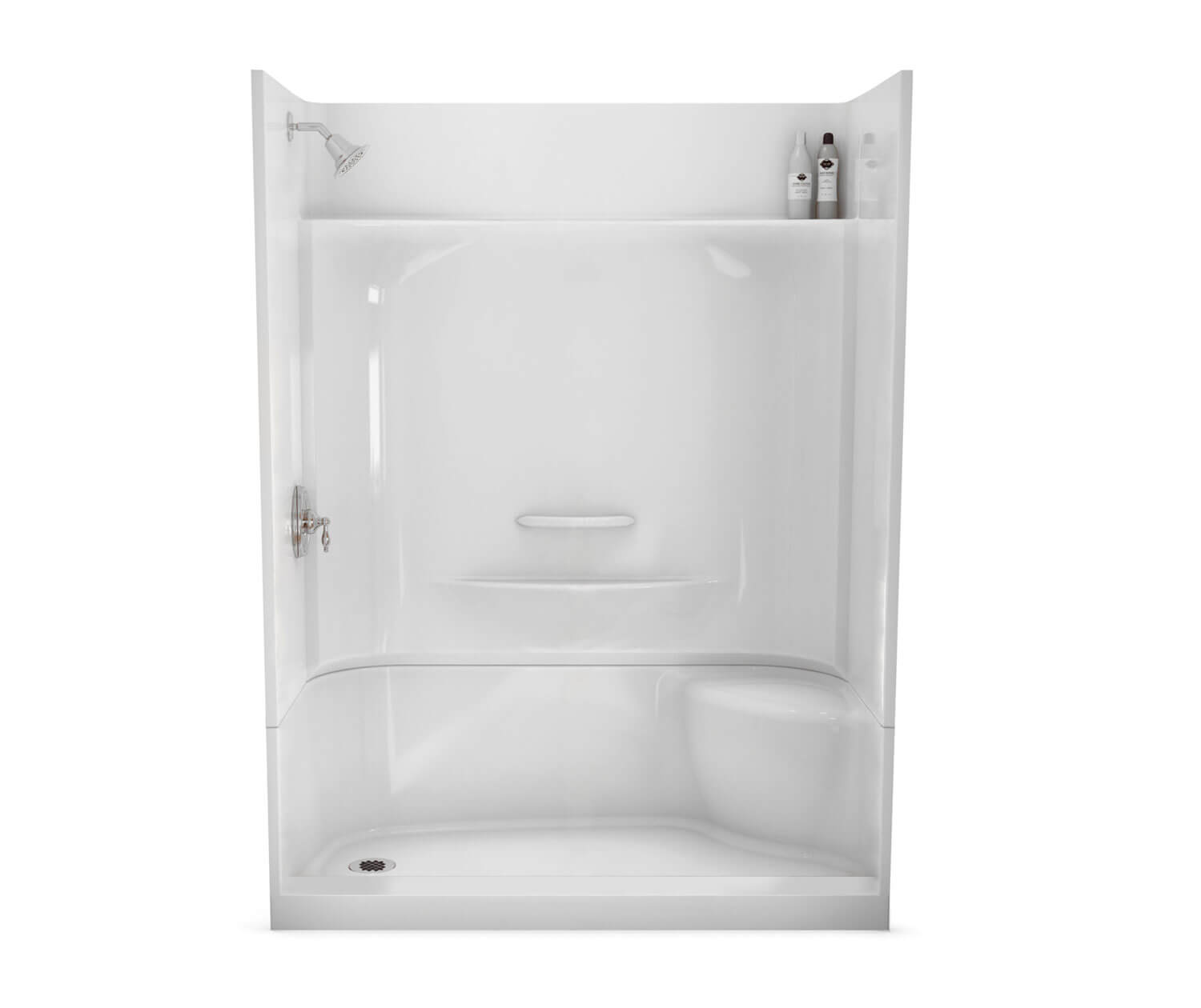 KDS 3060 AcrylX Alcove Right-Hand Drain Four-Piece Shower in White 