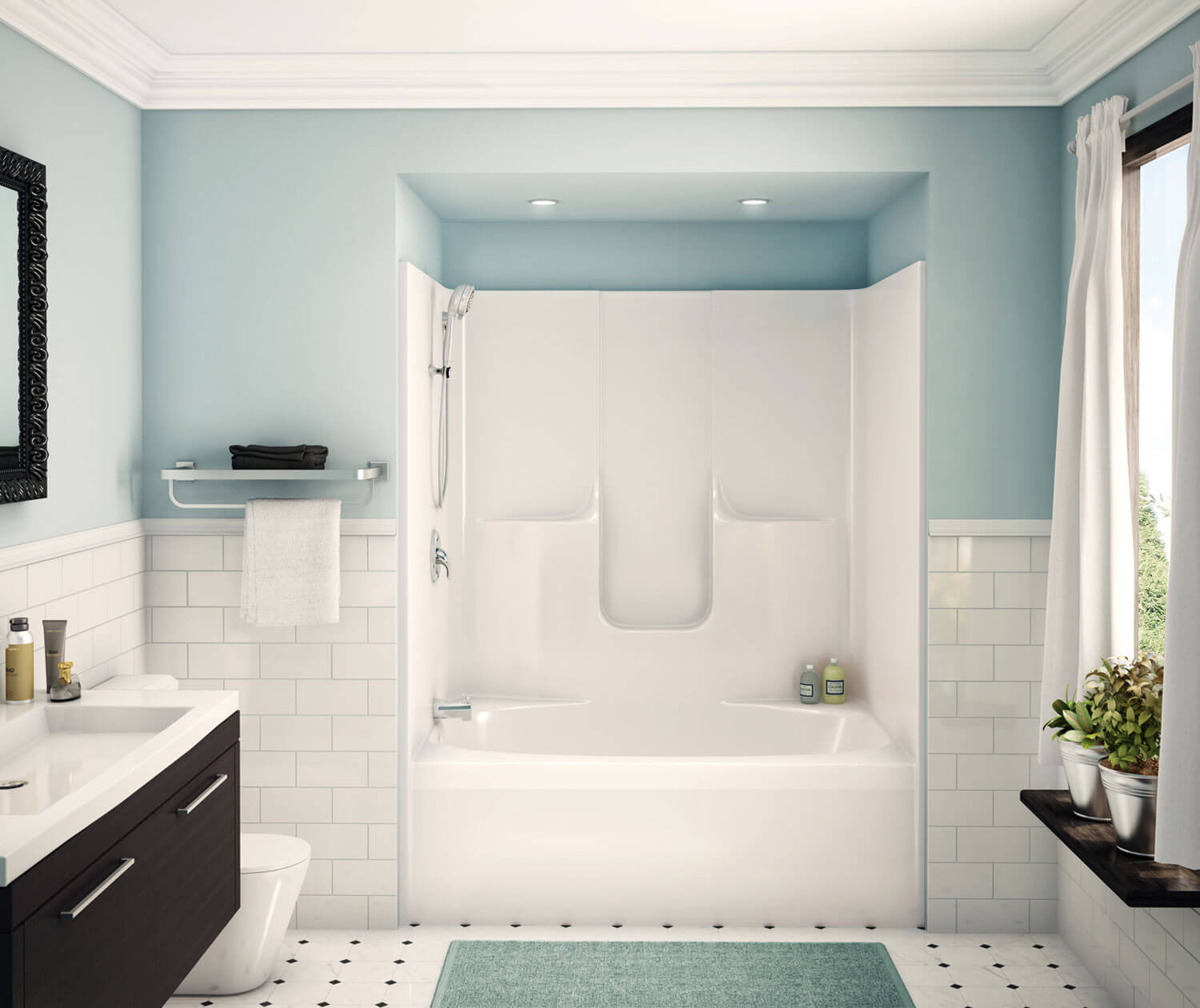 GTW4260 AcrylX Alcove LeftHand Drain OnePiece Tub Shower in White