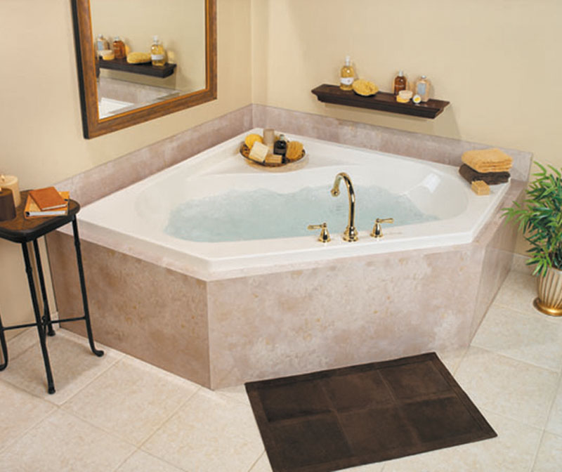 60 in. Acrylic Corner Drop-in Whirlpool Bathtub in White 60 in. Acrylic Corner Drop-in Whirlpool Bathtub in White