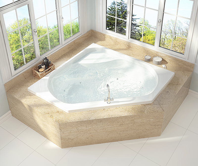Infinity 4 - 60 in. Acrylic Center Drain Corner Drop-In Air Bath/ Whirlpool Bathtub with Heater in White Infinity 4 - 60 in. Acrylic Center Drain Corner Drop-In Air Bath/ Whirlpool Bathtub with Heater in White